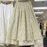 Длинная юбка женская, plus size французский стиль, цветочный А-силуэт, свободная миди