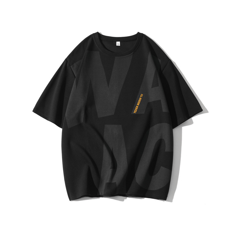 Summer New plus size printed trendy all-match Japanese men's round neck short sleeve top