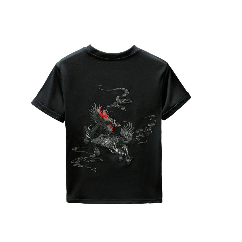 Trend T-shirt, Chinese style, with embroidery, oversize, with short sleeve