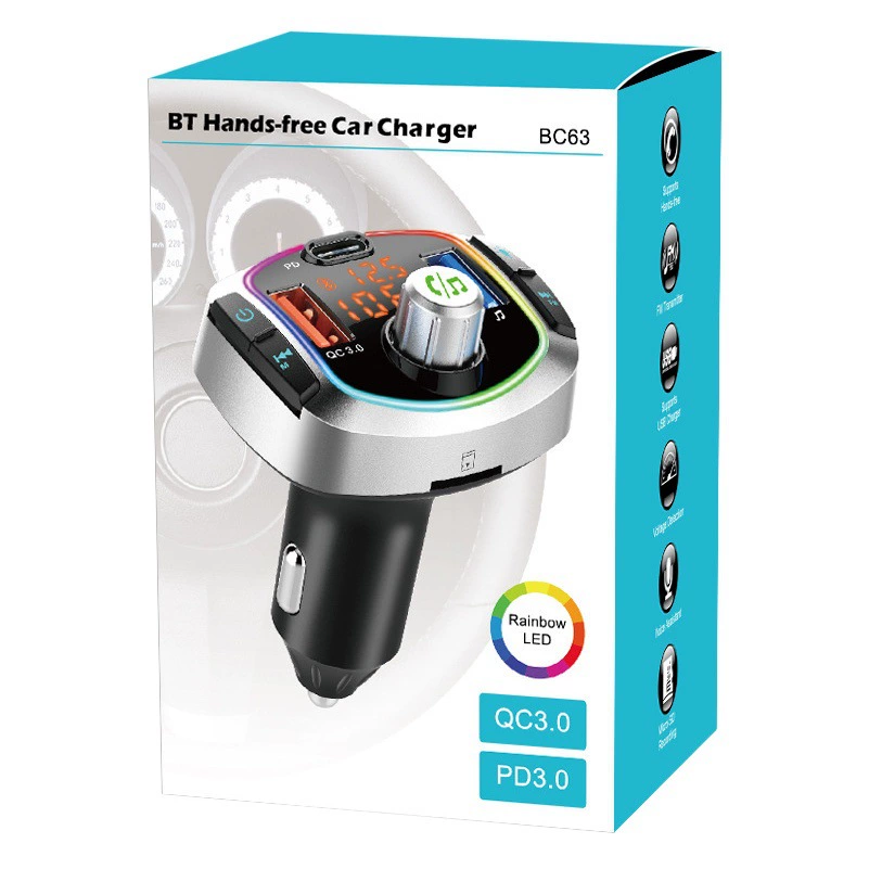 Автомобильный Bluetooth-приемник Воспроизведение MP3 5,0 музыка без потерь автомобильный прикуриватель многофункциональные принадлежности Быстрая зарядка BC63