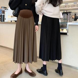 Pregnant Women's Skirt Autumn and Winter Trendy Mom's Mid-length A- line Skirt Spring and Autumn Short Skirt plus size Belly-supporting Long Skirt Pregnant Women's Pleated Skirt