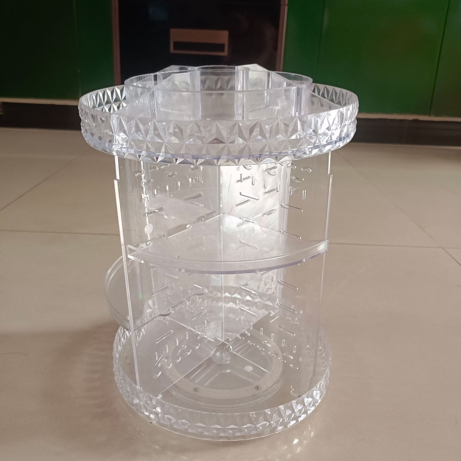 Transparente caja de almacenamiento cosmético giratorio multifuncional lápiz labial rack cuidado de la piel perfume escritorio tocador rack de almacenamiento