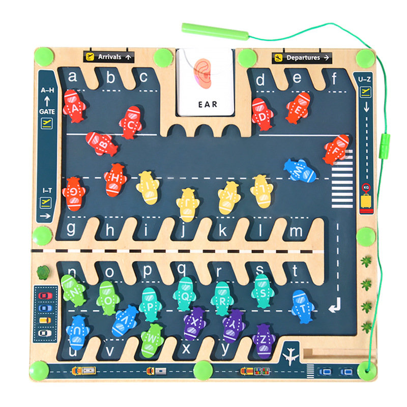 Juguetes de madera Monkey madera laberinto magnético puzzle Juguetes de educación temprana letras magnéticas estacionamiento puzzle