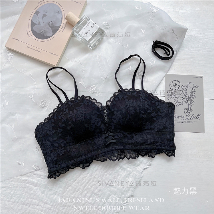 Otoño y el invierno nuevo romántico francés ropa interior de las mujeres encaje Palma taza pequeño pecho push up soporte superior transpirable cómodo traje sujetador