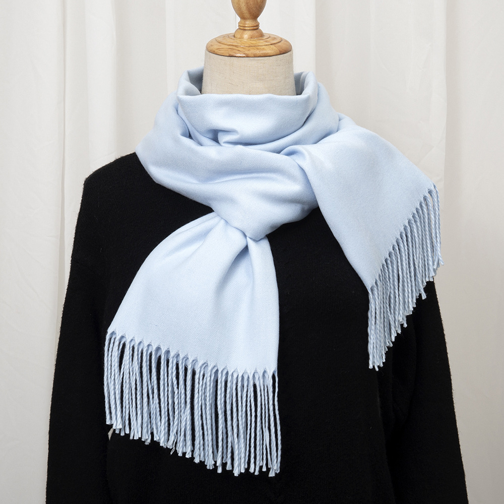 Women's Simple Style Solid Color Imitation Cashmere Tassel Scarf display picture 4