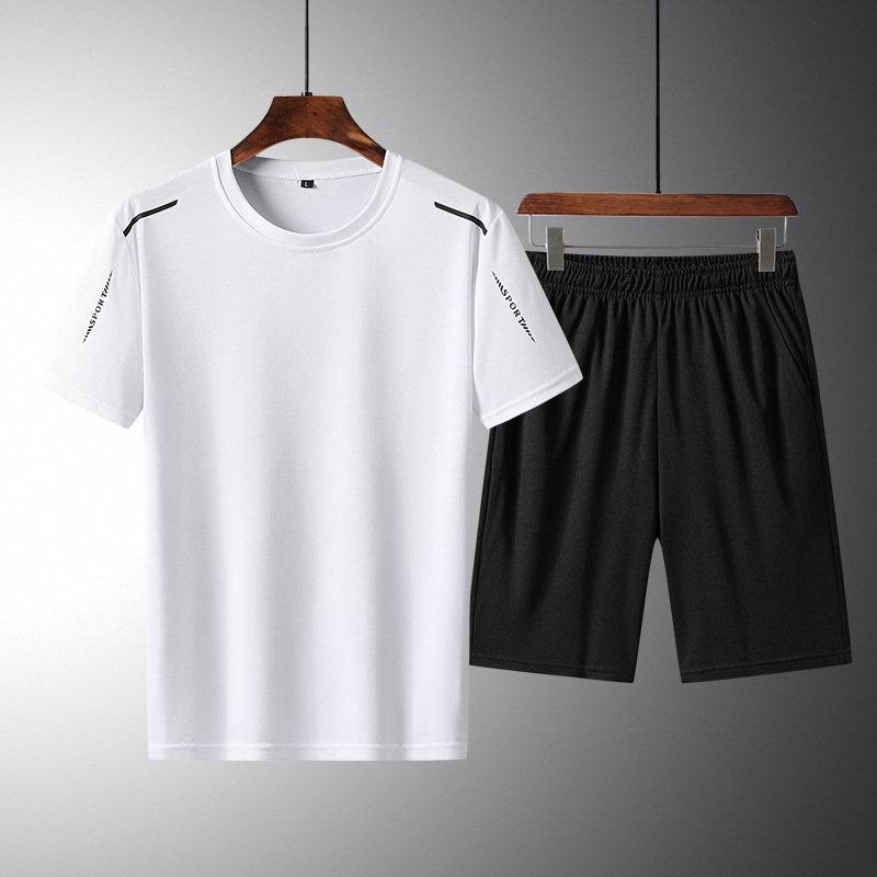 Trajes deportivos y de ocio de verano 2024, camisetas, pantalones cortos elásticos de manga corta para hombre, conjuntos de pantalones cortos de manga corta para hombre