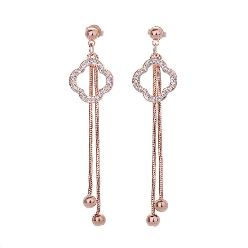Серебряная застёжка, серьги, серебро 925 пробы, стиль Chanel, четырехлистный клевер, 2025, легкая люкс-стилистика, интернет-тренд