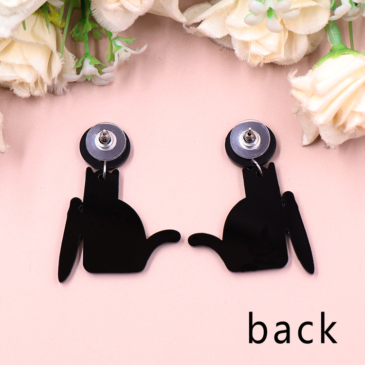 1 Pair Retro Funny Letter Cat Arylic Drop Earrings display picture 3