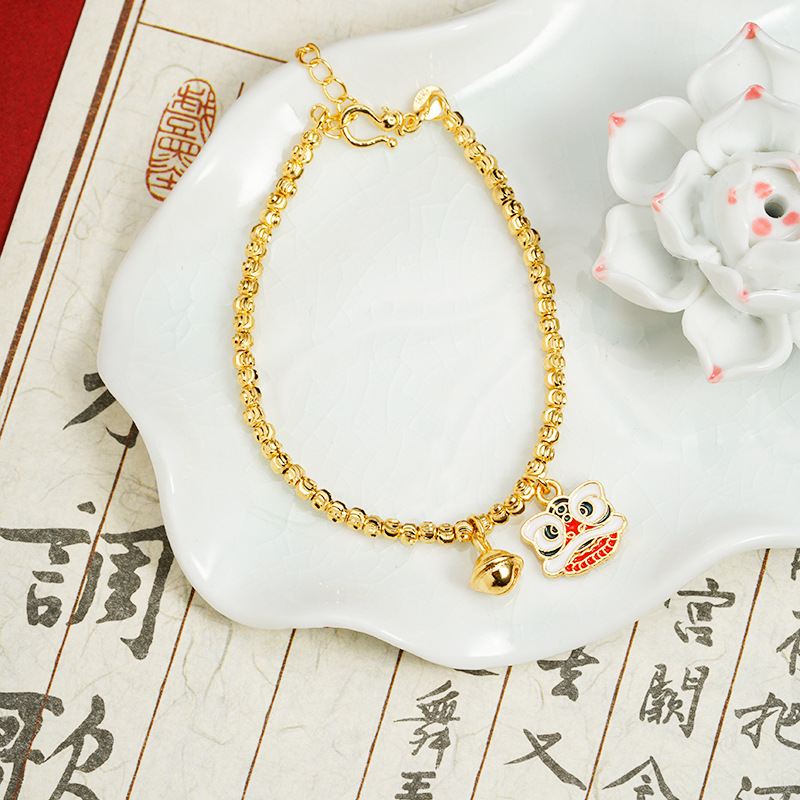 Nueva pulsera de oro de arena vietnamita de la marea nacional goteo de aceite despierta león campanas joyas de mano con cuentas para mujeres lujosas joyas de mano no se desvanecen