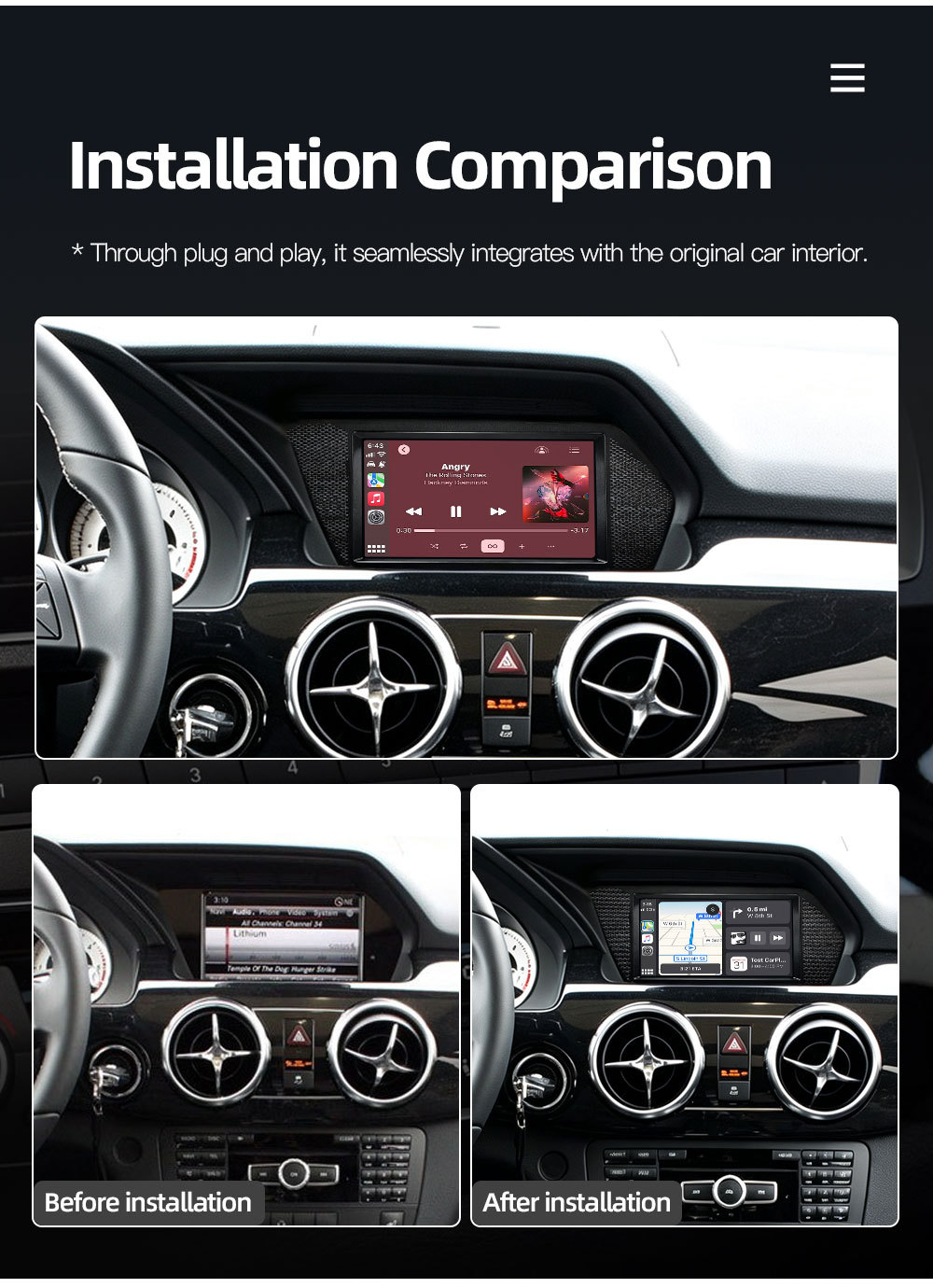 7inch Suitable for Mercedes-Benz Glk X204 Car Central Control Large Screen Navigation Carplay All-In-One Player