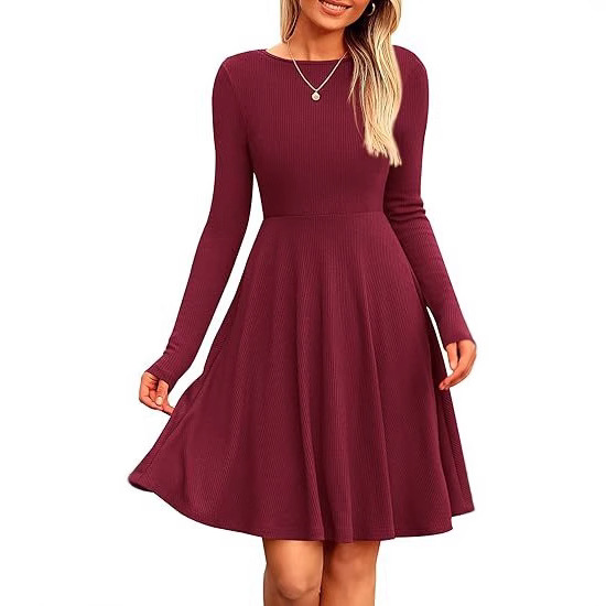 Autumn knitted long-sleeve with a round collar