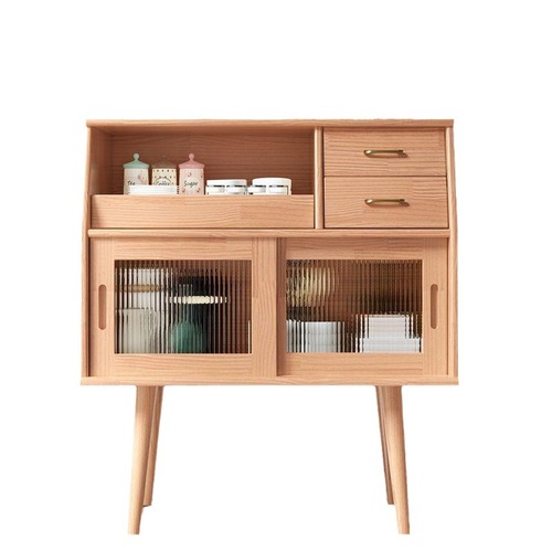 Solid wood sideboard multifunctional storage cabinet log Japanese wine cabinet integrated living room wall cupboard tea cabinet