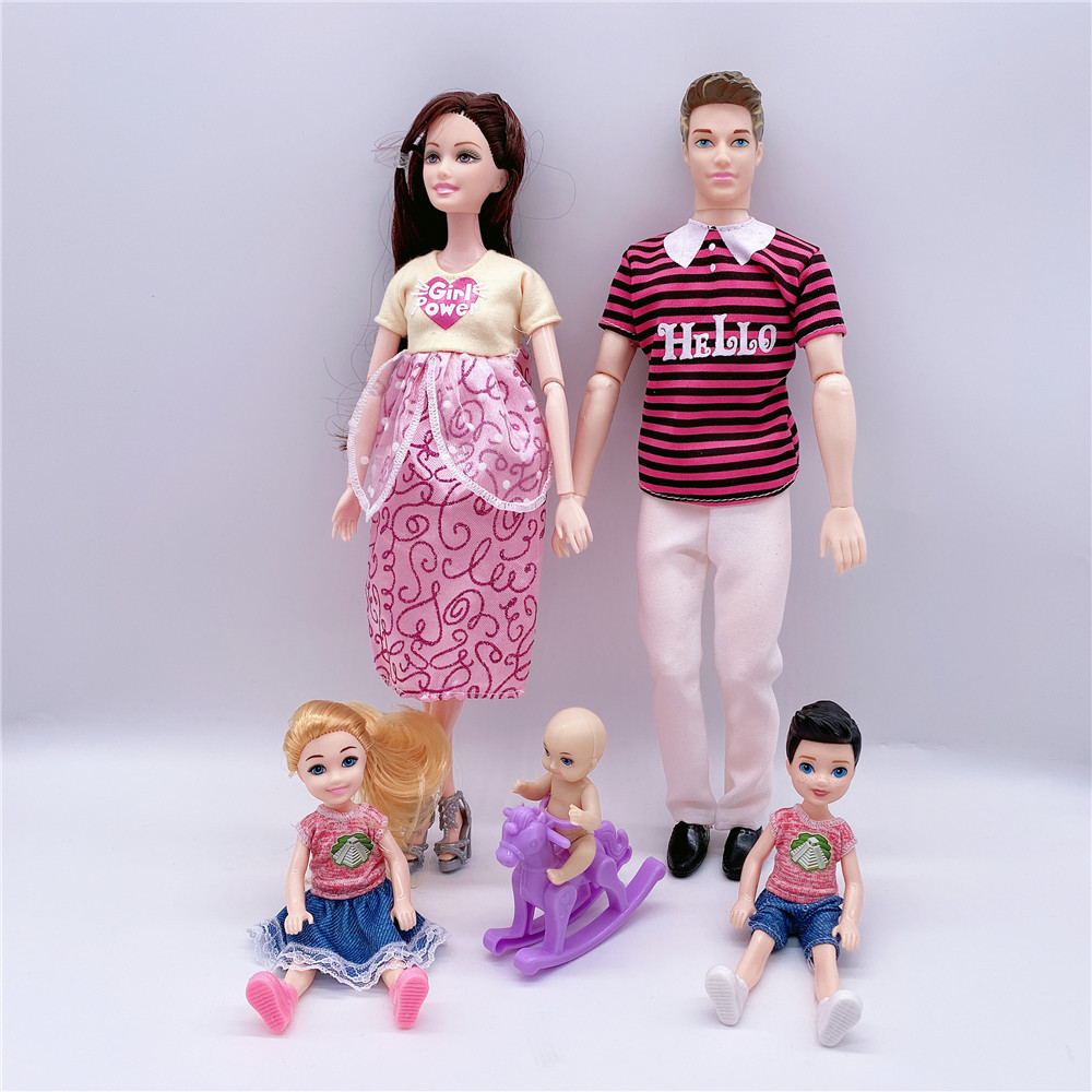 Pregnant Bobby Doll Pregnant Woman Big Belly Baby Family of Five Family Gift Home Love Children's Toys