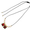 Red woven necklace from pearl heart-shaped