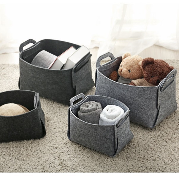 供应 可折叠毛毡收纳筐 布艺置物筐 脏衣服收纳篮 玩具整理收纳筐