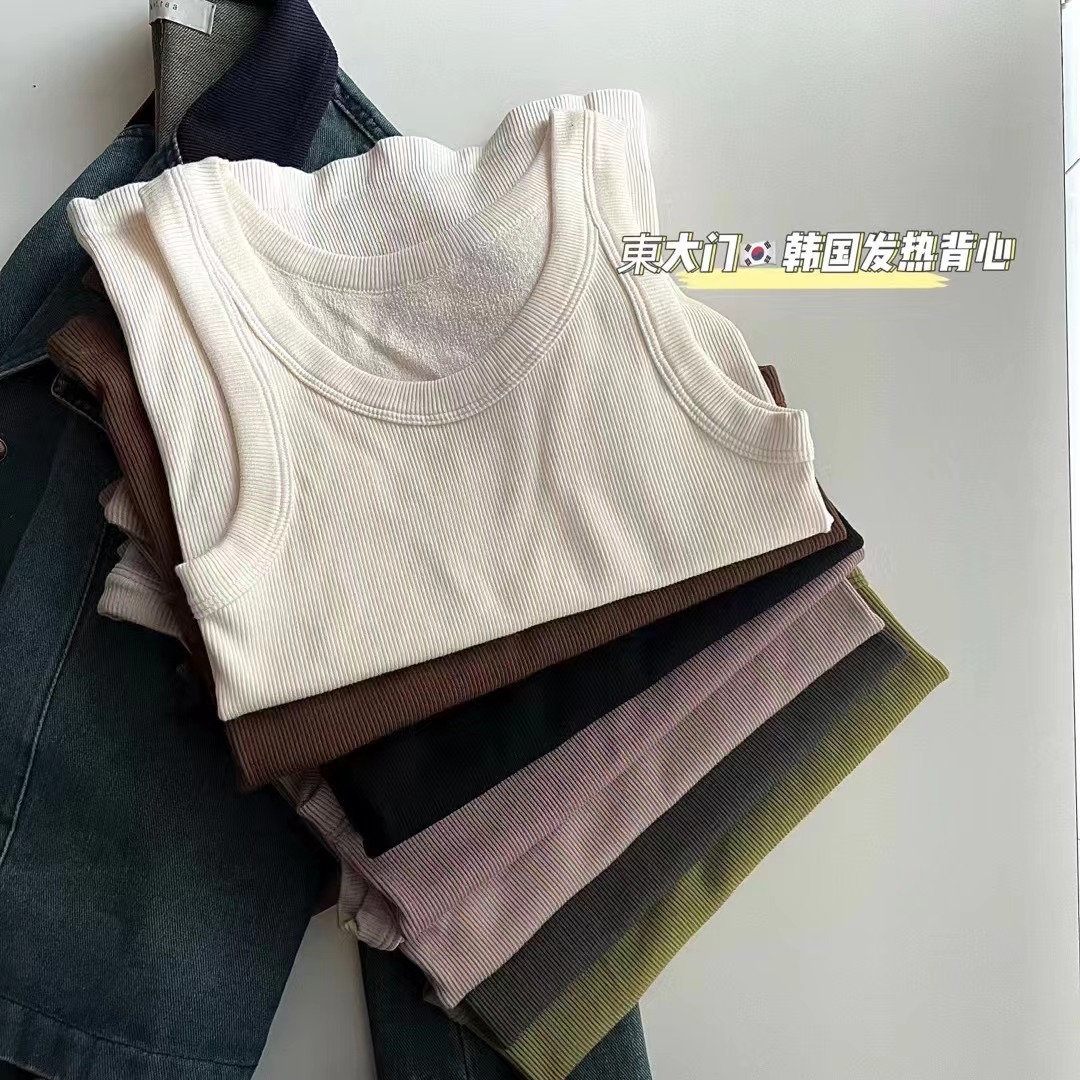 Dongdaemun Corea del Sur calefacción Chaleco de terciopelo para las mujeres de lana forrada gruesa ropa interior térmica desgaste exterior todo a juego chaleco camisa de fondo para las mujeres