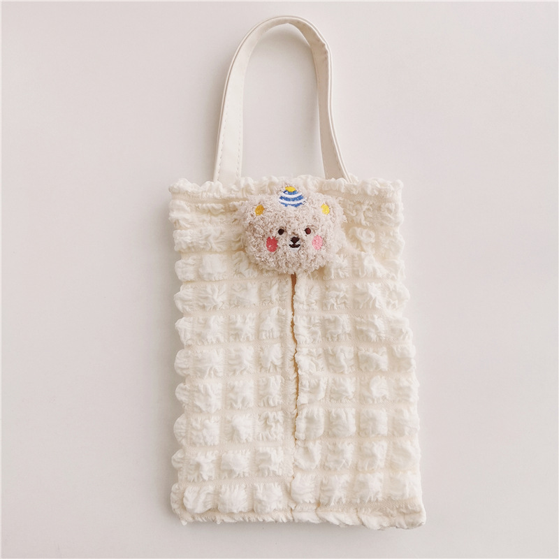 Korean-style cute bear tissue box cover for car seat backs, suitable for babies and children