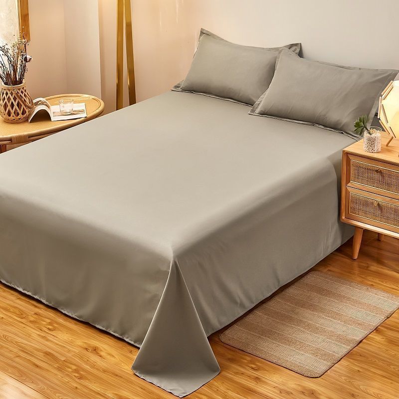 Sábanas de cama tela al por mayor tratamiento de agua lavado algodón dormitorio de color sólido cama doble arroz colcha blanca gris oscuro