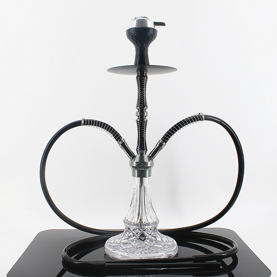 중형 이중 튜브 검정색(실리콘 연기 냄비 탄소 분리기) - 패키지 없음