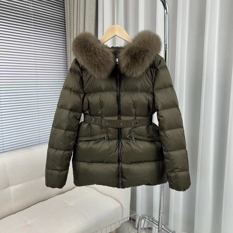 Autumn Winter New European Style Waist Slimming 90 White Duck Fox Fur Collar Down Jacket Women Short Trendy Coat_voghion.com