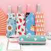 Korean Edition Cartoon Sunflower portable Pencil bag capacity square Primary and secondary school students Stationery Storage Pencil bag canvas Pencil bag