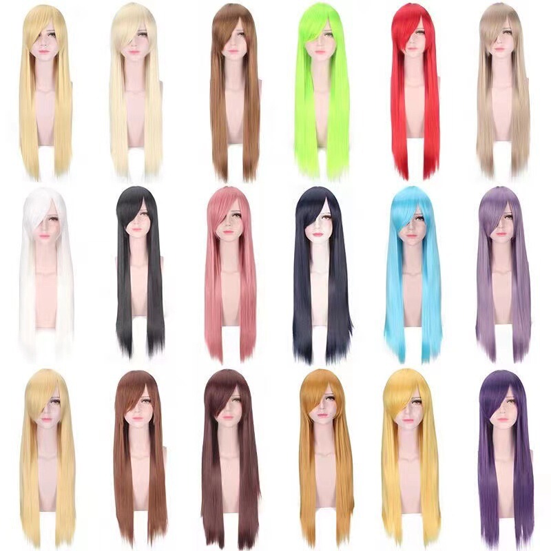 cosplay wig color 80CM long straight hair universal European and American style high temperature silk hair cover COS fake hair in stock cosplay wig color 80CM long straight hair universal European and American style high temperature silk hair cover COS fake hair in stock