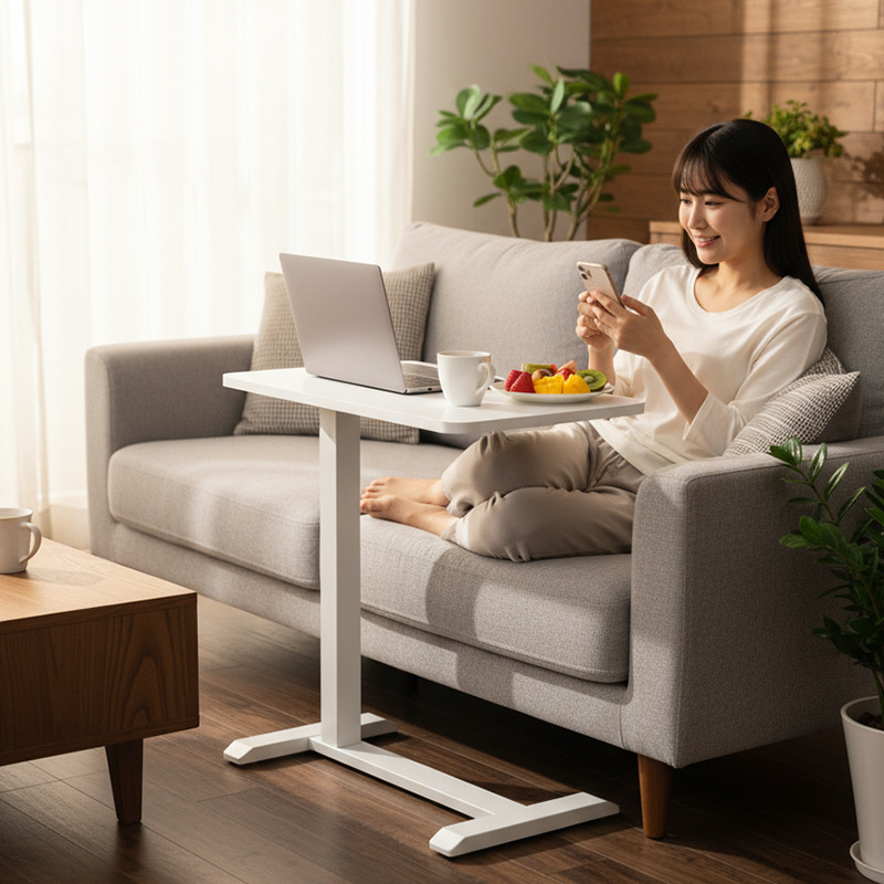 Light Luxury Silent Pneumatic Lift Table Office Home Computer Table Movable Bedside Table Invisible Universal Wheel Side Table