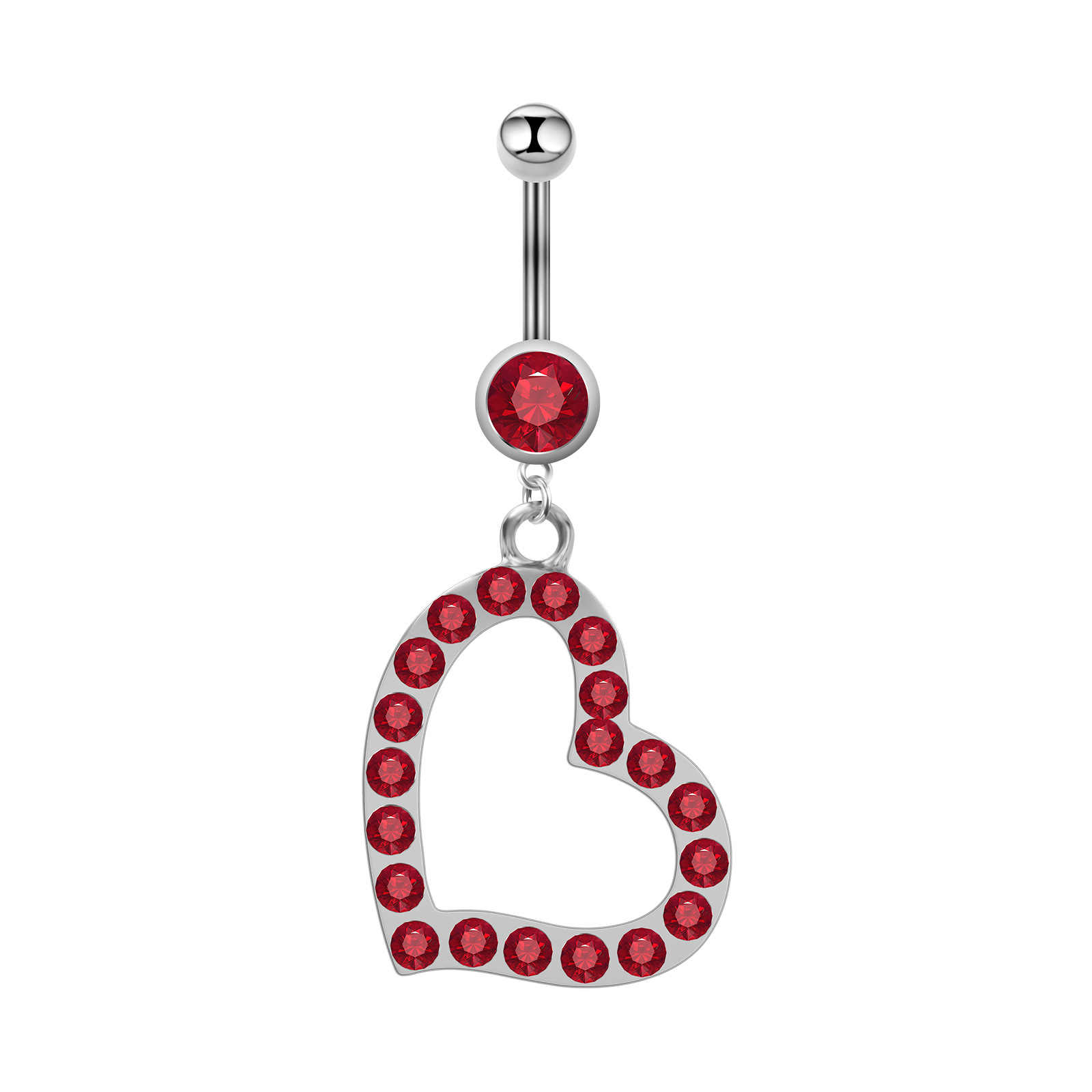 Piercing nombril acœur en acier inoxydable avec diamants_voghion.com