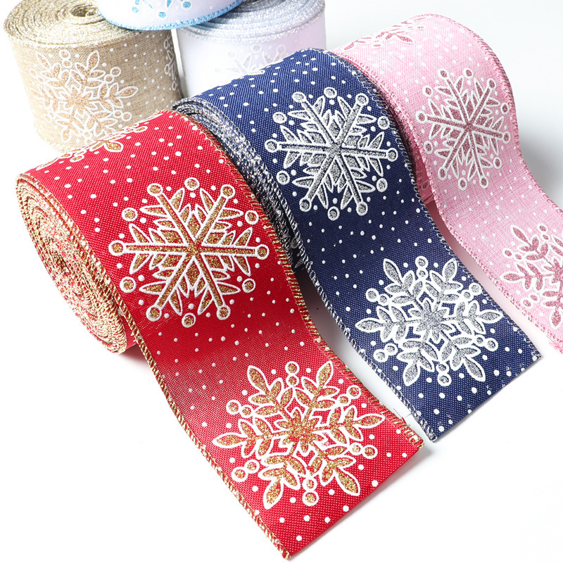 志祥工場クリスマス細麻雪花プリントリボンクリスマス装飾装飾クリスマスリボンdiyリボン|undefined