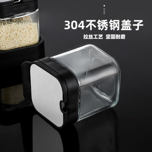 Condiment box set household kitchen storage box with lid condiment bottle glass oil pot sealed condiment jar condiment box