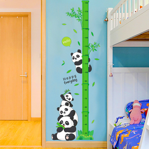2024 Cute Cartoon Panda Height Measurement Wall Sticker for Kids' Room Classroom Decoration Shopping Mall Atmosphere Arrangement Height Sticker