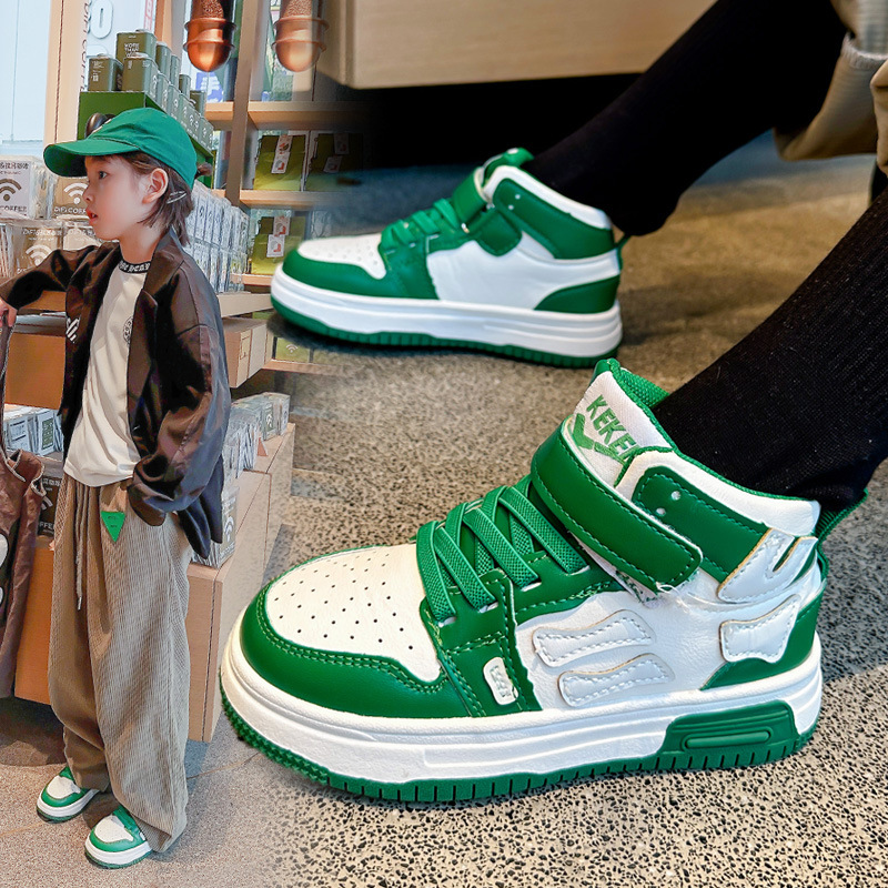Barn högtopp sportsko Trend 2023 Höst Ny Student Läder Panel Sh för pojkar och flickor Halkfri Casual_voghion.com