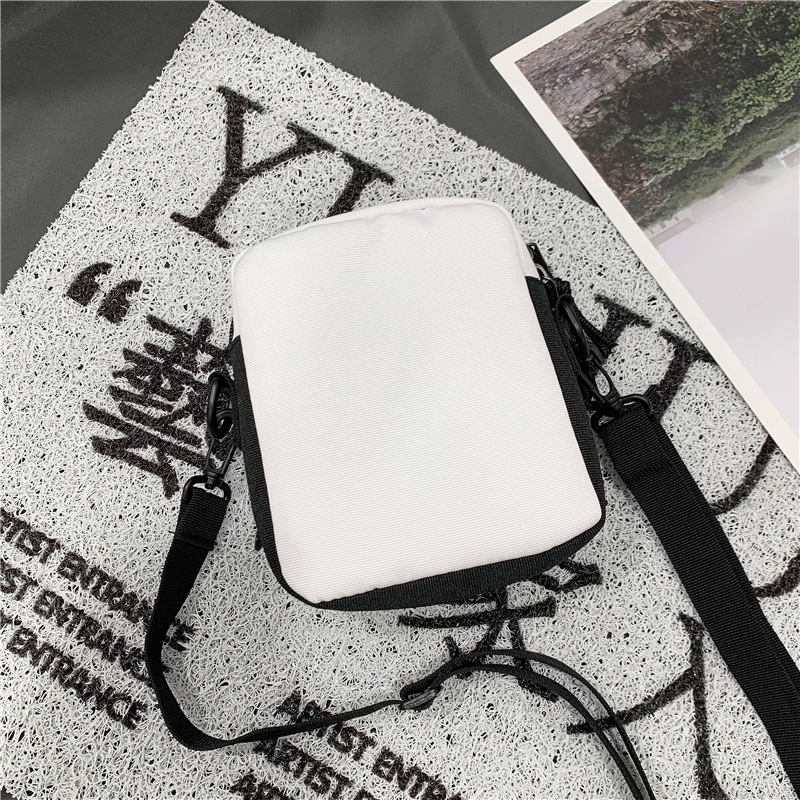 67g Weight Zipper Closure Type Single Shoulder Strap Strap Type Crossbody Bag Bags Type Nylon Material Letter Pattern Streetwear Style Square Shape Khaki, Light Grey, White, Black Color Small Size Small Nylon Letter Streetwear Square Zipper Crossbody Bag 79