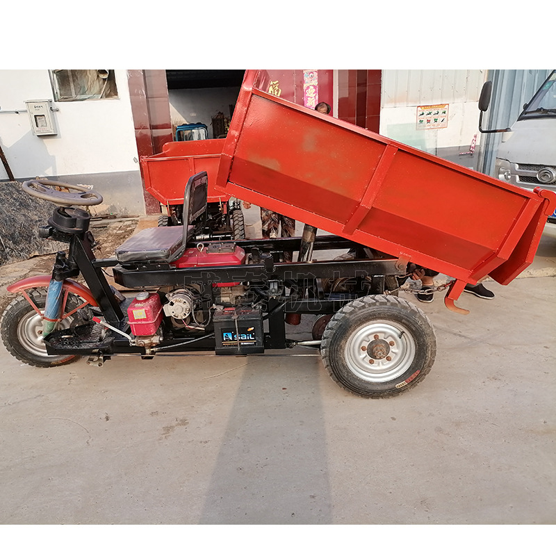 工程柴油三轮车液压自卸翻斗运输车U型斗液压自卸三轮柴油小三轮