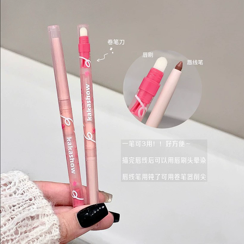 Карандаш для губ, матовый нюдовый двусторонний ободок с brush, эффект объемных губ, контурирование, длительный эффект