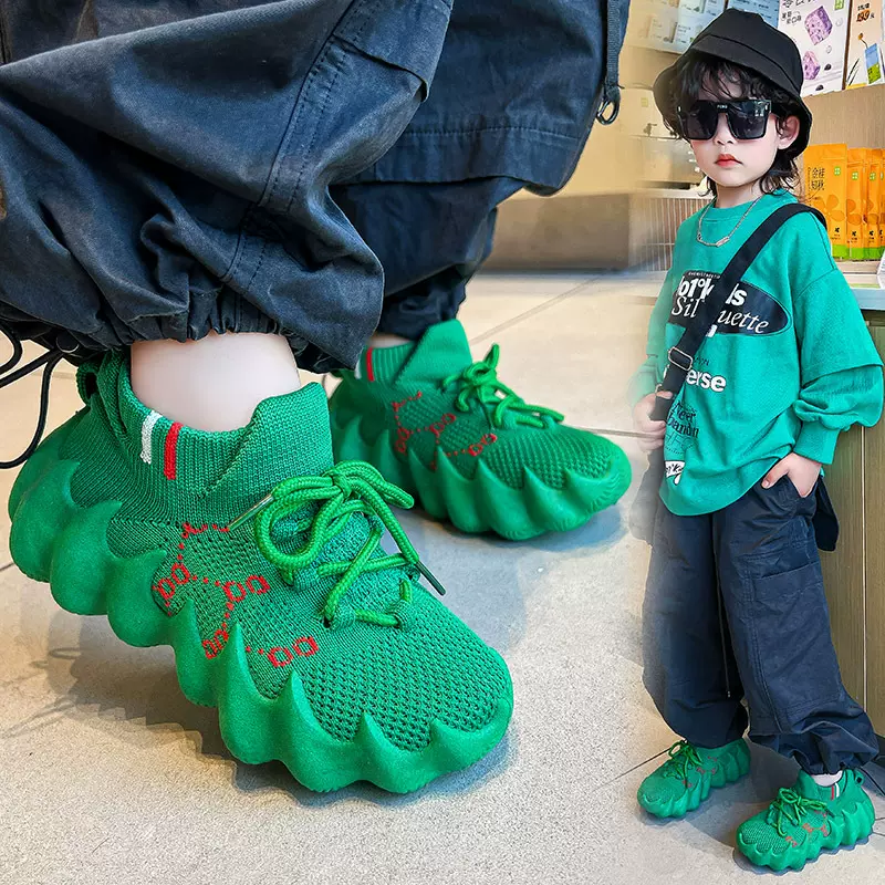 义乌仓-儿童网鞋男童鞋子2023新款春秋夏椰子鞋透气网面中大童潮