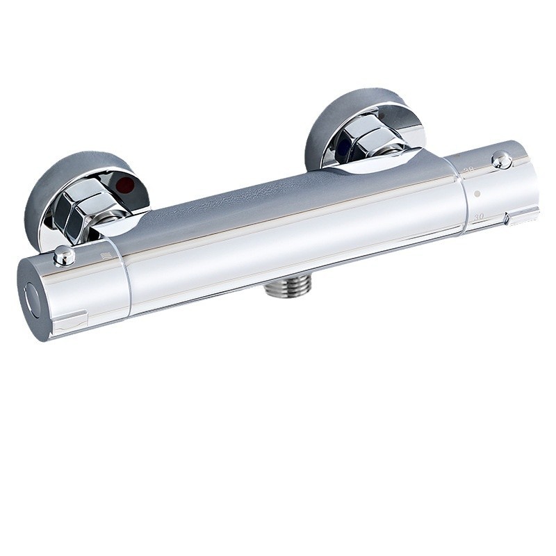 Todo cobre inteligente bañera termostática ducha grifo frío calentamiento oculto calentador de agua solar válvula de mezcla de agua abierta