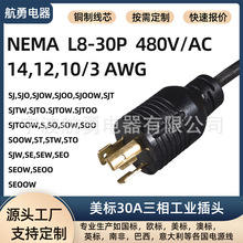 �������L��NEMA L8-30P 30A 480V���IŤ�i���^����늙C��Ҏ�Դ��