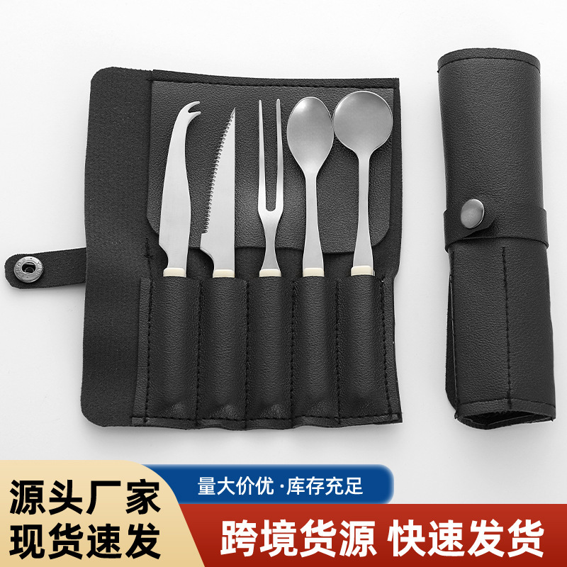 Amazon Comfortable Handle Stainless Steel Knife Spoon Black Kitchenware Set Fork Red Western Dessert Tableware