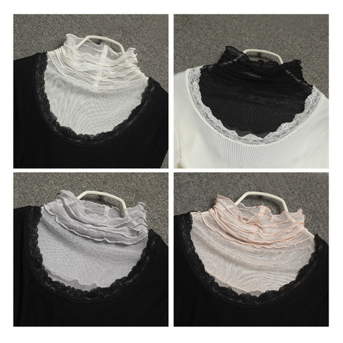 Huaye's new silk mesh sunscreen scarf for women, thin fake collar, mulberry silk interior, decorative neck protector, high collar
