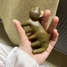 绿檀可爱创意猫咪按摩梳天然玉檀香木梳子五齿宽齿经络梳解压舒缓