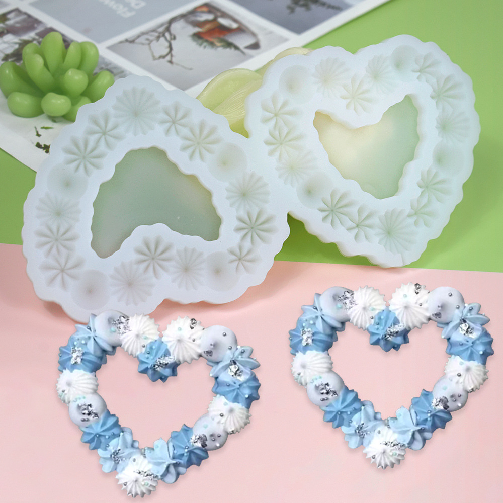 Epoxy molde día de san valentín anillo de diamantes amor tridimensional rose garland lollipop queso palo molde chocolate molde de silicona
