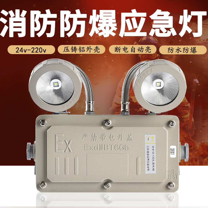 LED fire emergency explosion-proof double-headed light, safety exit indicator light, commercial factory gas station integrated lighting.