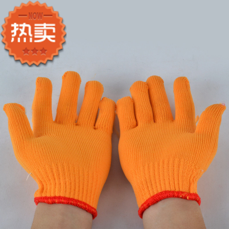 黄尼龙劳保手套加厚工作防护手套防滑耐磨耐高温修车搬运手套批发