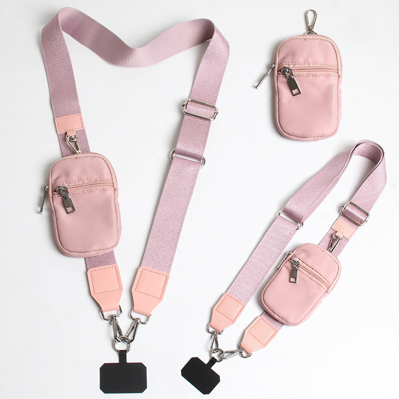 Cross-Border New Style Twill Shiny Webbing Phone Lanyard Detachable Wrist Strap with Small Coin Purse Extended Phone Strap Cross-Border New Style Twill Shiny Webbing Phone Lanyard Detachable Wrist Strap with Small Coin Purse Extended Phone Strap