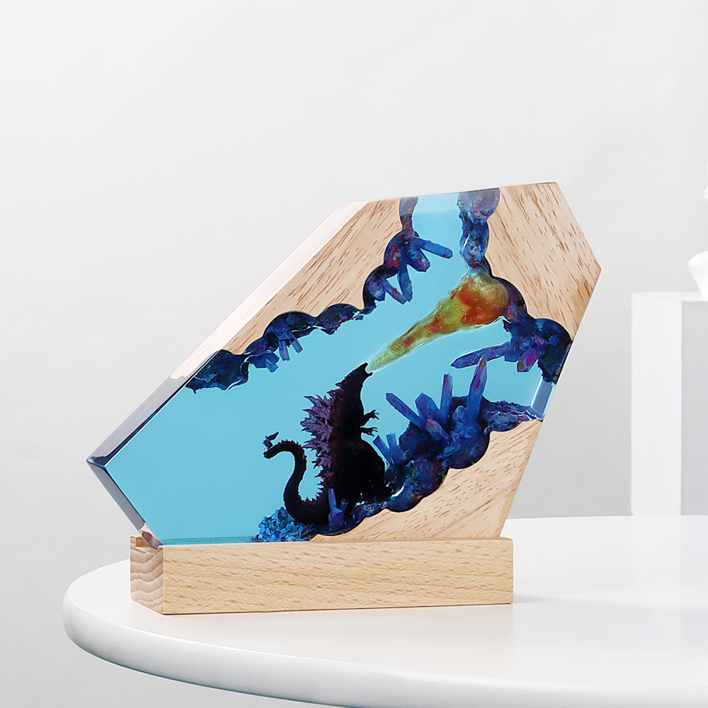 Comercio exterior transfronterizo resina Godzilla decoración lámpara de noche madera sólida resina epoxi lámpara de noche artesanías creativas para el hogar image 4