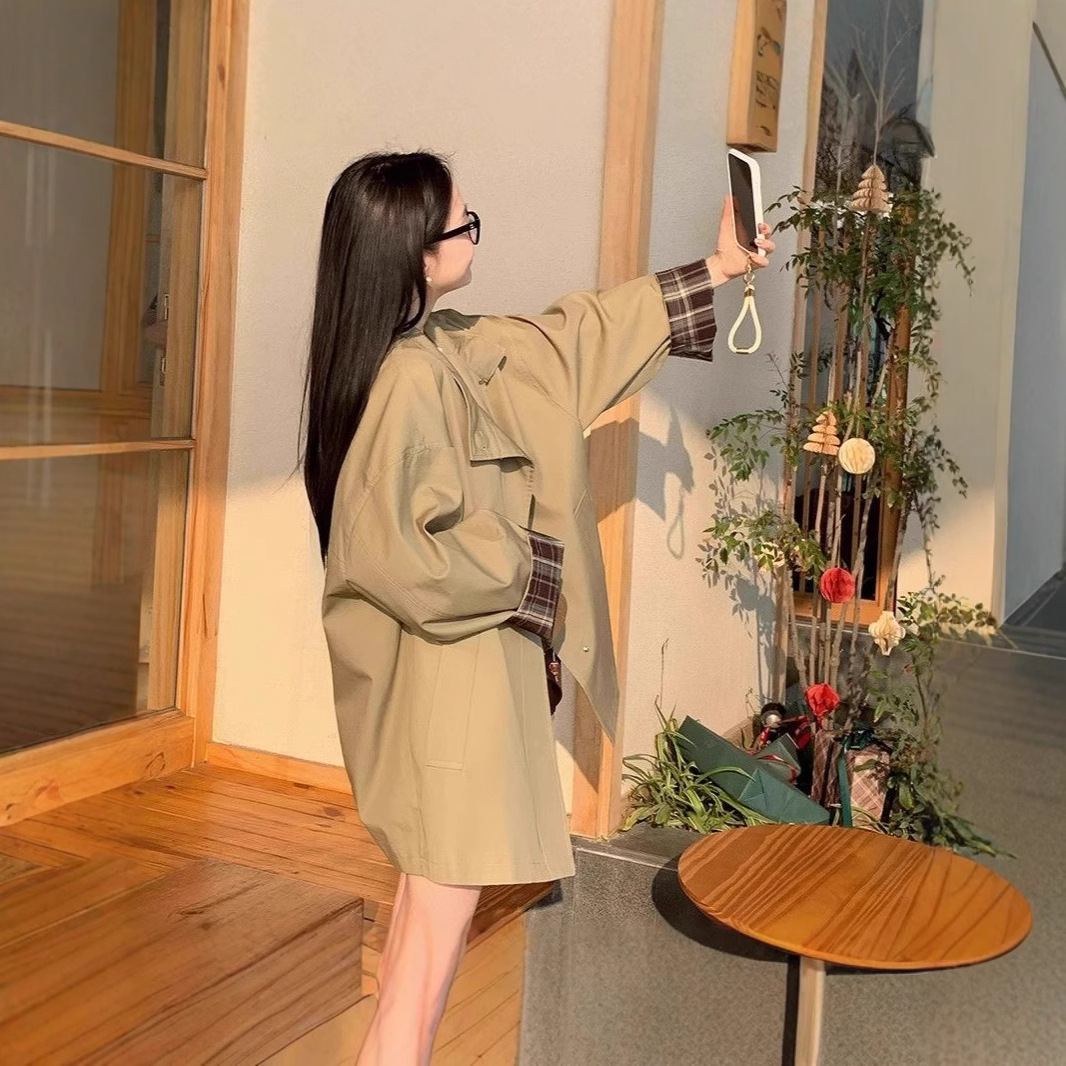 Contrast Color Short Windbreaker Jacket for Women 2025 Early Autumn New Korean Style Small British Style Spring and Autumn High-End Coat