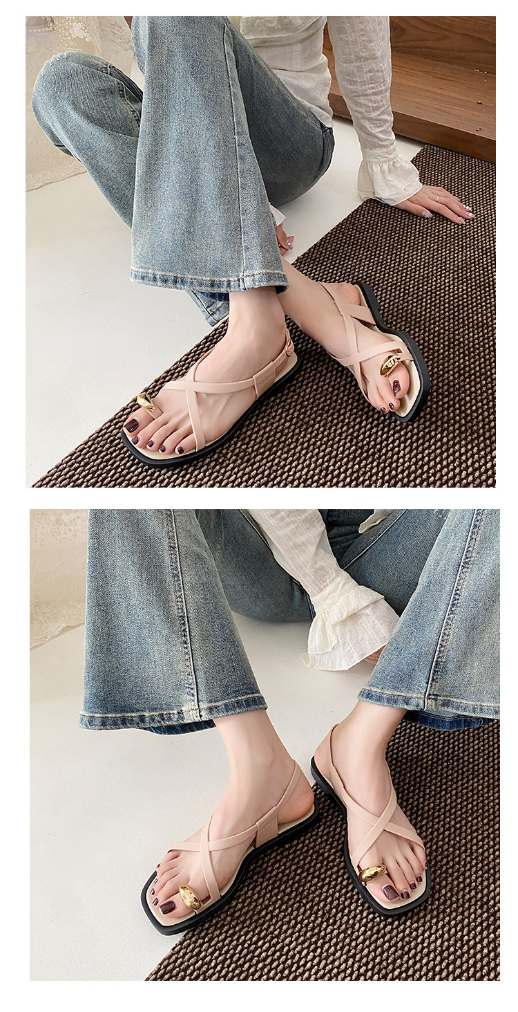 Roman-style Women's 2026 Summer New Model, Outdoor Wear, Non-slip, Trendy Hollow-out Flat PVC Thong Sandals For Women_vogvips.com