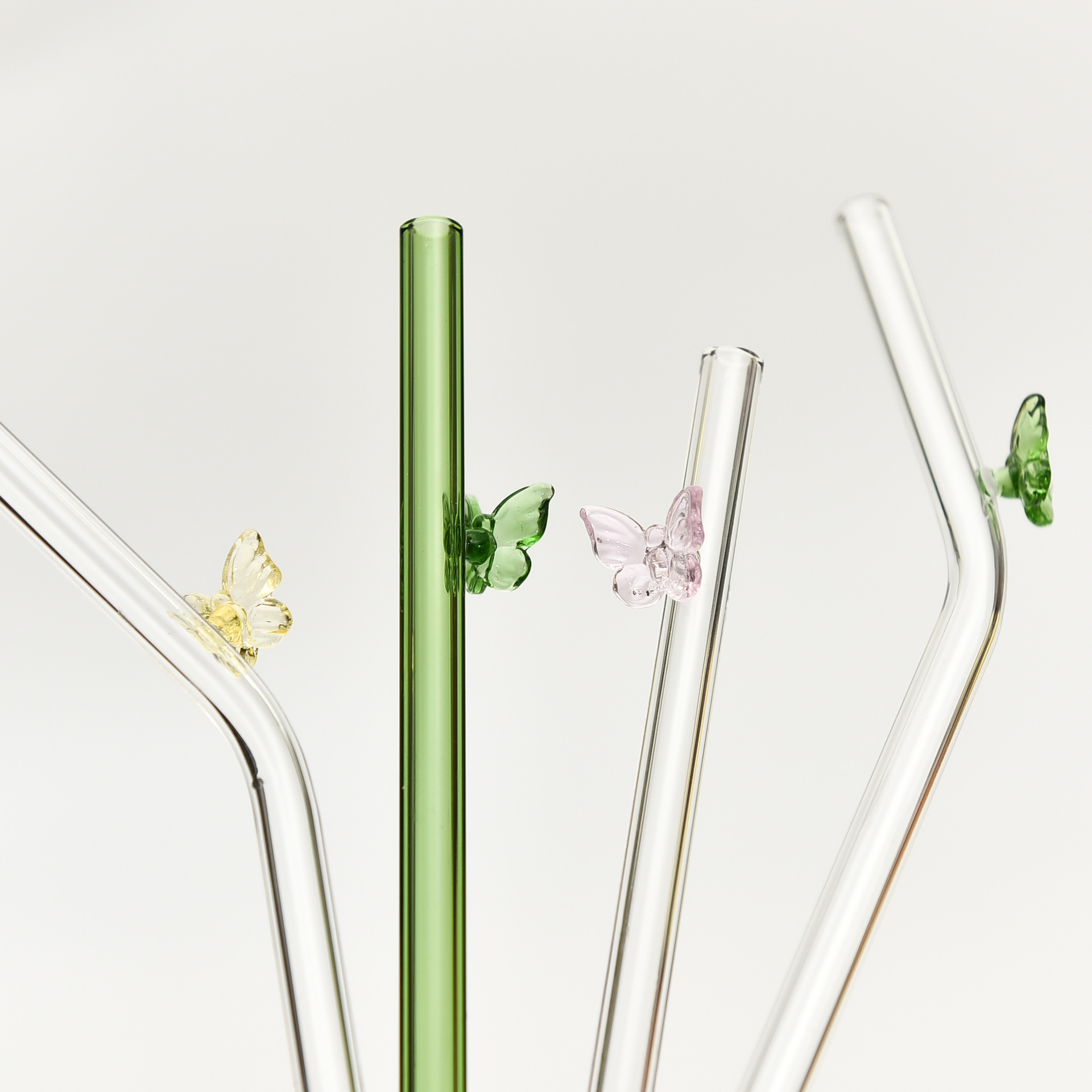 Paja de vidrio resistente al calor borosilicato de color de paja de mariposa ventas directas de la fábrica
