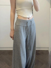 瑜伽裤女辣妹夏季软糯舒适垂感阔腿裤拖地显瘦宽松健身灰色运动裤